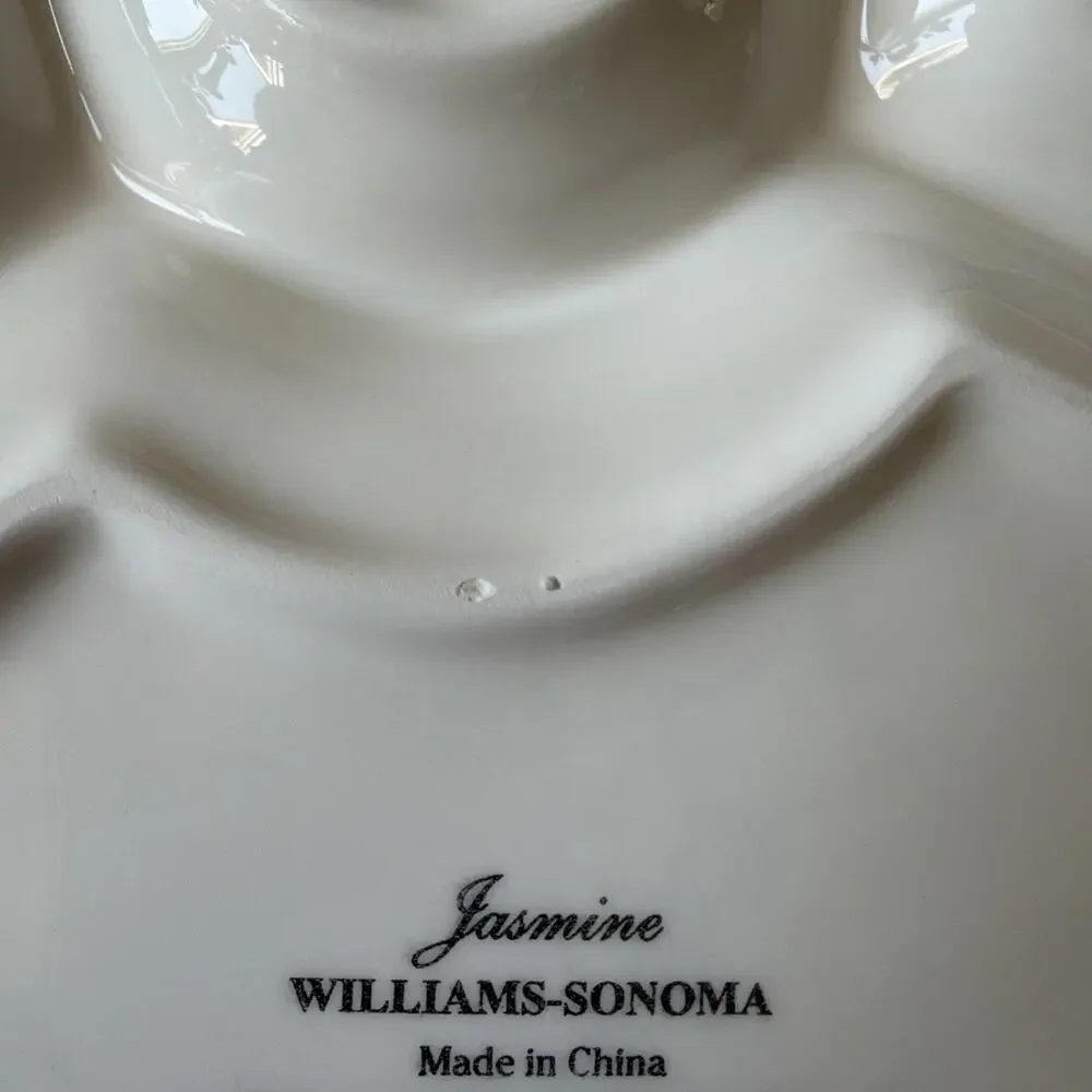 Williams Sonoma Jasmine Divided Luncheon Appetizer Snack Plate set of 6 green